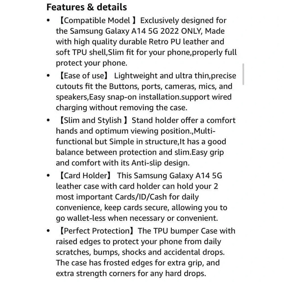 Leather Wallet Case with Card Holder Kickstand for Samsung Galaxy A14 5G Gray - Picture 9 of 10